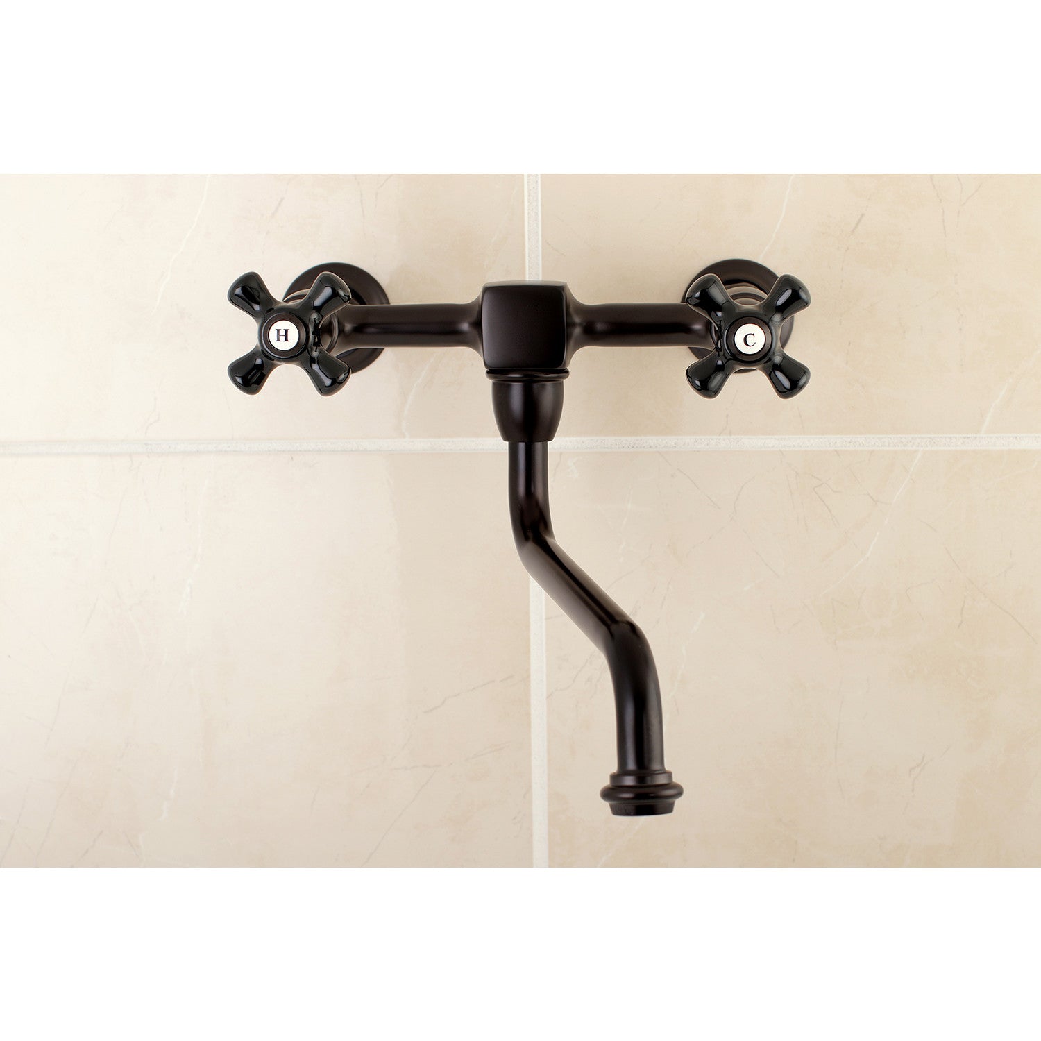 Kingston Heirloom KS1215PKX - Duchess Double-Handle 2-Hole Wall Mount Bathroom Faucet, Oil Rubbed Bronze — thumbnail 2